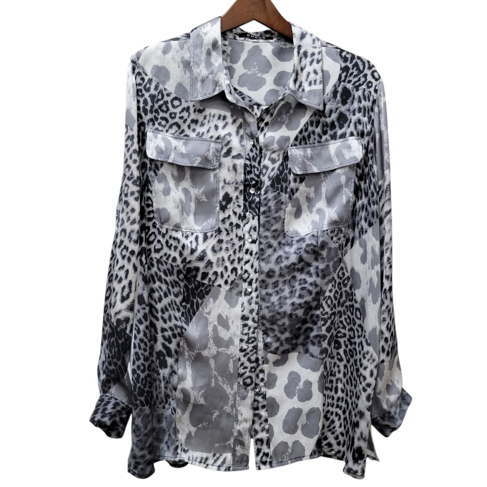 Chaus Women’s Long-Sleeves See-through Blouse Top Size XXL Excellent Condition